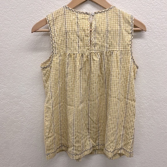 Max Studio Yellow Gingham Sleeveless Babydoll Top S - Picture 5 of 6